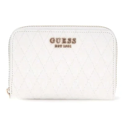 Afbeelding van GUESS Portemonnee Betula SLG Medium Zip Around Wallet White Wit