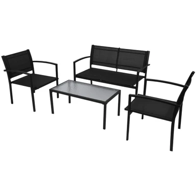 Afbeelding van 4 delige Loungeset textileen zwart