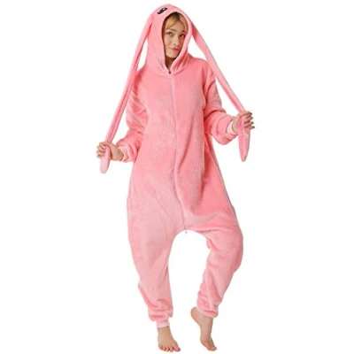 Afbeelding van corimori 1852 Bonnie de haas voor dames en heren, onesie, jumpsuit, eendelig kostuum, verkleedpartij, maat 150 160 cm, roze
