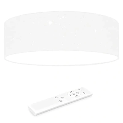 Afbeelding van Navaris LED plafondlamp rond 22W Ø 40 cm Stoffen plafonnière met warm Wit licht en sterreneffect Dimbare lamp afstandsbediening