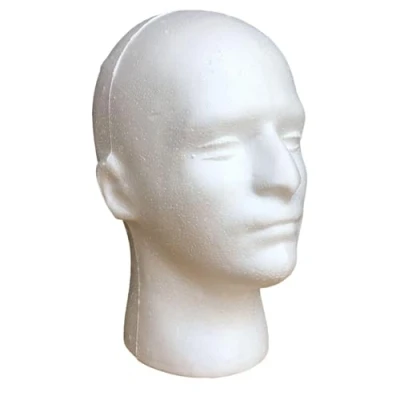Afbeelding van tinysiry Foam Man Mannequin Hoofd, Mannelijke Hoofd Vorm Lichtgewicht Display Stand, Hoeden Bril Stand voor Maskers Pruiken Halloween Decoratie Wit