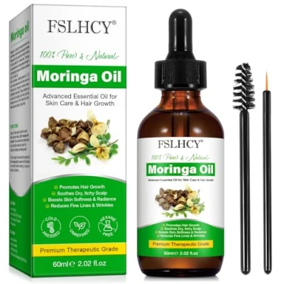 Afbeelding van moringa olie voor gezicht en haar, 60 ml, koudgeperst, verzorging huid, littekens, anti aging, haargroei