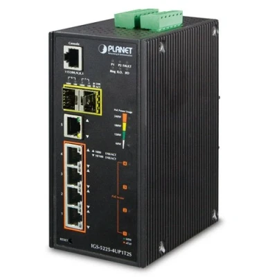 Afbeelding van Planet Industrieel L2+ 4 poorts 10/100/1000T Ultra PoE + (5 Havens), Netwerkschakelaar, Zwart