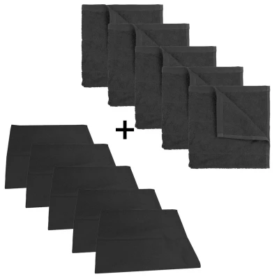 Afbeelding van The One Keuken set 5 x theedoek &amp; keukendoek Antraciet