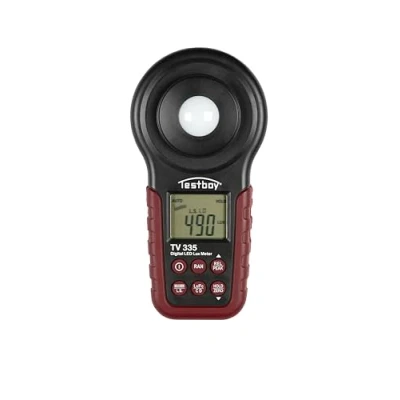 Afbeelding van Testboy TV 335 digitale LED luxmeter tot 400.000 LUX (LED verlichting, instelbare kleurtemperatuur, sensor beschermkap, gegevens bewaren functie data hold), rood/zwart