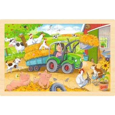 Afbeelding van Goki Houten Legpuzzel Tractor, 24st.