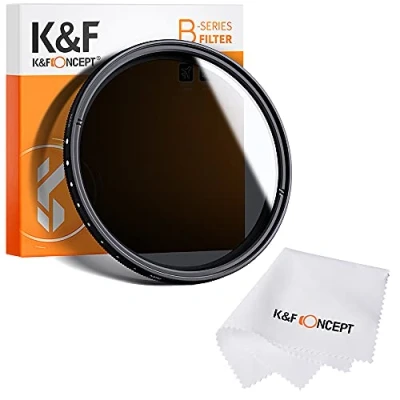 Afbeelding van K&amp;F Concept Nano B 82mm ND Variabel Filter ND2 400 (1 9 Stops) Optisch Glas met 3 Stuks Schoonmaakdoekje