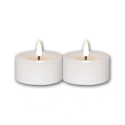 Afbeelding van Set van 2 LED theelichtjes &quot;FLAME FLOW L&quot;, hoogte 5,5 cm, diameter 7 kleur wit, werking op batterij, timerfunctie