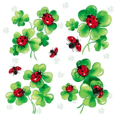 Afbeelding van 20 servetten klaver en lieveheersbeestje lente zomer geluk 33 x cm