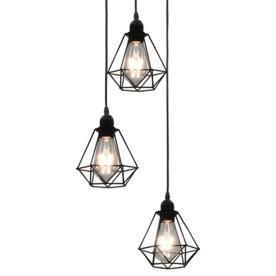 Afbeelding van Plafondlamp met diamantvorm 3xE27 zwart