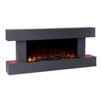 Afbeelding van Klarstein Studio Light &amp; Fire 1 Smart Haard LED Vlammenillusie Verwarmingsfunctie Met 1000/ 2000W Wifi Bediening Sfeerverlichting Helderheid Vlammen: 5 Standen 7 Kleuren Aan/Uit Timer MDF Behuizing Display Zwart