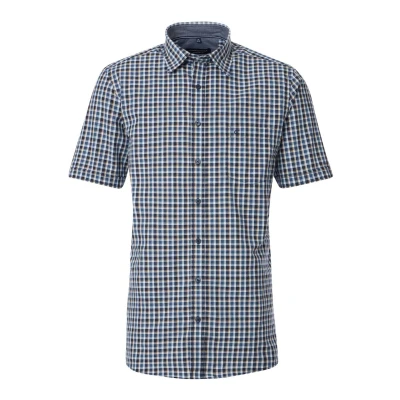 Afbeelding van Casamoda Comfort FIT Freizeit Kurzarm Overhemd, Heren, Maat: Large, Blau