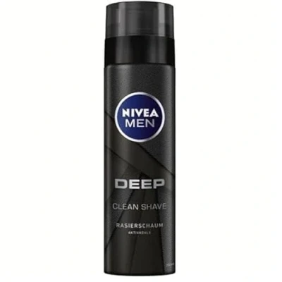 Afbeelding van Nivea Men Deep met actieve kool in verpakking van 6 (6 x 200 ml) Scheerschuim.