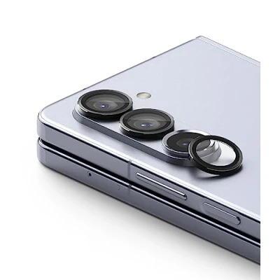 Afbeelding van Ringke Camera Lens Frame Glass Compatibel met Samsung Galaxy Z Fold 5 5G (2023) Glazen Aluminium Kader Camerabeschermer Lensbeschermer Zwart