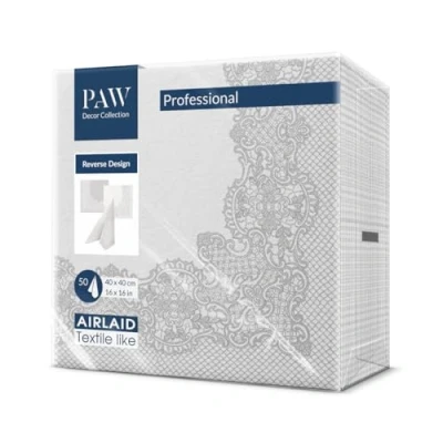 Afbeelding van PAW Airlaid Servetten (40 x 40 cm) I 50 Stuks Ideaal voor Bruiloft, Doop, Communie, Verjaardag Hoogwaardige Tafeldecoratie Stoffen Stofachtig Herinneringsbloem