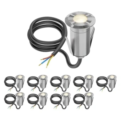 Afbeelding van ledscom.de 10 stuks LED vloerinbouwlamp GLOX voor buiten, IP67, aluminium, rond, 33mm Ø, warm wit, mat
