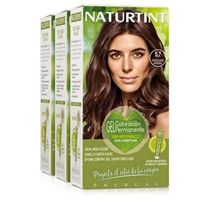 Afbeelding van Naturtint Biobased Ammoniakvrije kleuring 100% grijsdekking Plantaardige ingrediënten Natuurlijke en langhoudende kleur 5.7 Chocola Intens Pak van 3…