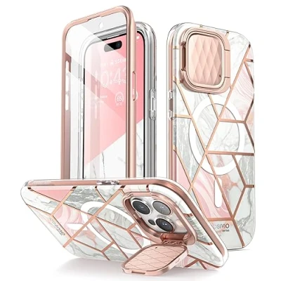 Afbeelding van Cosmo Geschikt Voor iPhone 15 Pro Max Mag Case met Screen protector Marmer