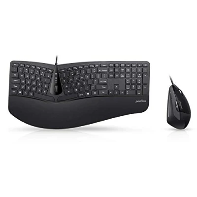 Afbeelding van Perixx Periduo 505, verticale muis en ergonomisch 3D toetsenbord met gesplitste toetsenindeling, USB kabel kantelbaar scrollwiel, US QWERTY