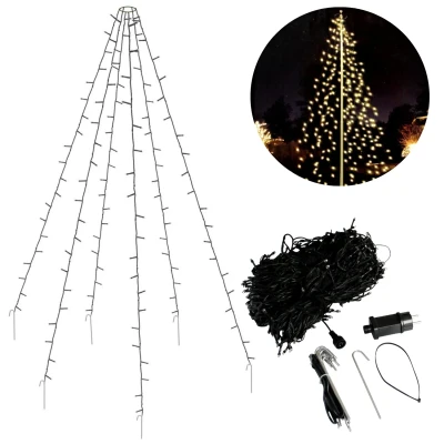 Afbeelding van Cheqo® Vlaggenmast Verlichting Lichtketting Kerstverlichting Kerstboom 400 LED&#039;s 8 Meter Met Haringen