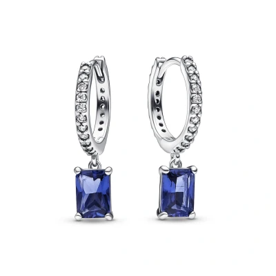 Afbeelding van Pandora 292381C01 Oorhangers Blue Rectangular Sparkling