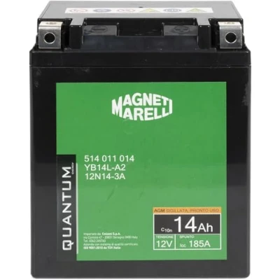 Afbeelding van Magneti Marelli motor en scooteraccu 14AH 12V 185A verzegelde AGM technologie linker positieve pool