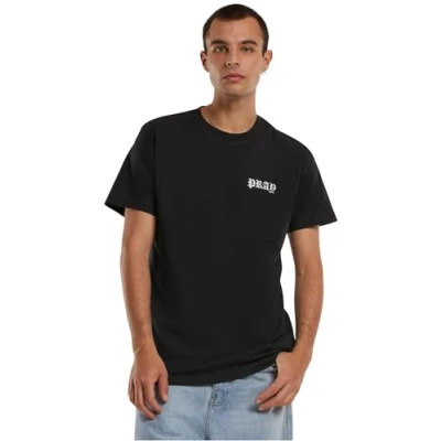 Afbeelding van Mister Tee Heren Pray Skeleton Hands T Shirt, Zwart, XS