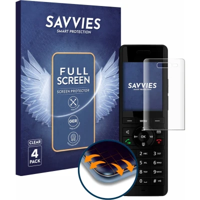 Afbeelding van Savvies Screenprotector voor AVM Fritz!Fon X6 Black Folie Beschermfolie transparant volledig dekking (4 Stuks)