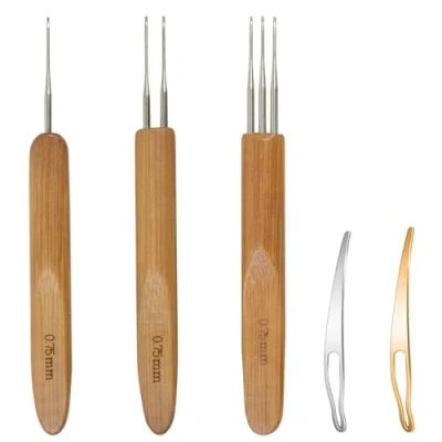 Afbeelding van Dreadlock haaknaalden, 5 stuks, gevlochten, dreadlocks, voor vlechten handwerk (0,75 mm)