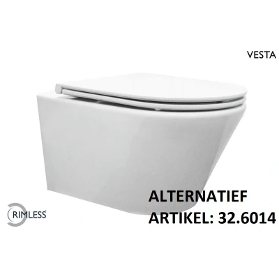 Afbeelding van Wiesbaden Vesta wandcloset rimless met Flatline toiletzitting softclose en quick release glans wit