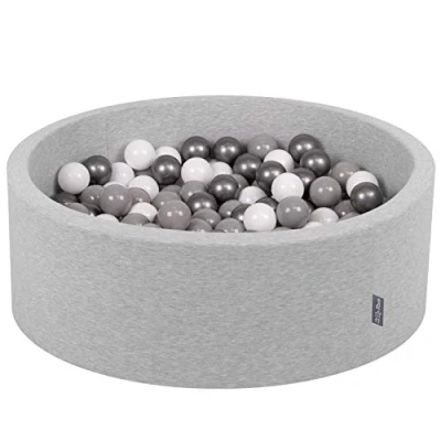 Afbeelding van KiddyMoon Schuim Ballenbak Voor Kinderen Met Ballen Ø 7 Cm Gemaakt In EU, Lichtgrijs:Wit Grijs Zilver,90X30cm/300