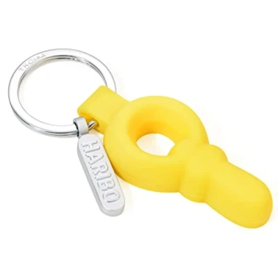 Afbeelding van TROIKA Haribo HB K04/YE fopspeen met logo hanger, metaal, pvc, mat, geel