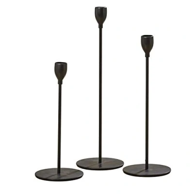 Afbeelding van Kandelaar 3 set 33cm Metaal Ø 10 cm Zwart