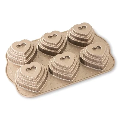 Afbeelding van Nordic Ware Gelaagde hart cakelet pan, Bakblik, Goud