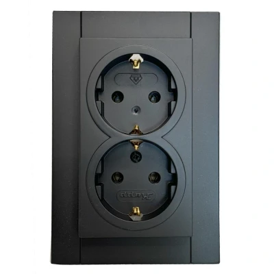 Afbeelding van Kopp HK07 PURE mat zwart inbouw stopcontact RA dubbel 4624620