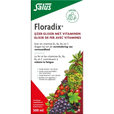 Afbeelding van Salus Floradix ijzer elixir Bij vermoeidheid Voedingssupplement met en vitamine B12 500 ml