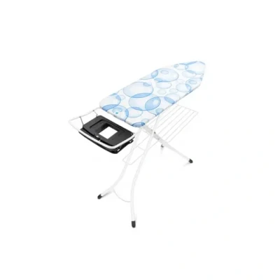 Afbeelding van Brabantia PerfectFlow strijkplank C, 124x45 cm Bubbles met strijk /stoomunithouder en uitklapbaar linnenrek Grey