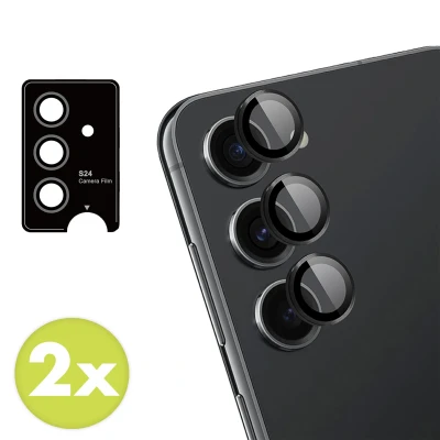 Afbeelding van 2 Pack Screenprotectors Samsung Galaxy S24: iMoshion Camera lens protector Glas Zwarte randen