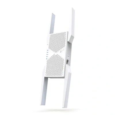 Afbeelding van TP Link RE655BE Tri Band Wi Fi 7 versterker repeater BE9300, tot 5764 Mbit/s (6 GHz) + 2882 (5 688 (2,4 GHz), EasyMesh, 1 x 2,5 Gigabit LAN poort, 4 externe antennes, WPA3