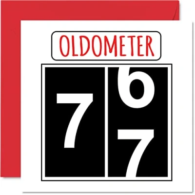 Afbeelding van Leuke 77e verjaardagskaarten voor mannen vrouw Oldometer Happy Birthday Card papa mama Opa Nanny oma oom tante, 145 mm x wenskaarten, verjaardagskaart