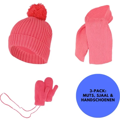 Afbeelding van Sarlini Baby Winterset Handschoenen/Sjaal/Muts 1 2 Jaar Roze