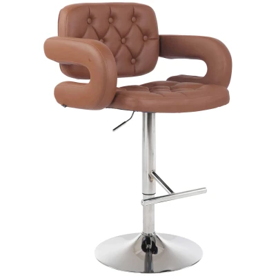 Afbeelding van Barkruk Moelv Kunstleer Chrome frame Cognac