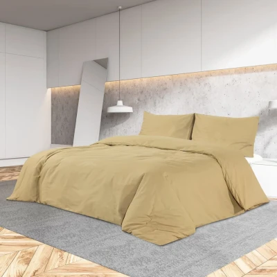 Afbeelding van vidaXL Dekbedovertrekset lichtgewicht 135x200 cm microvezel taupe