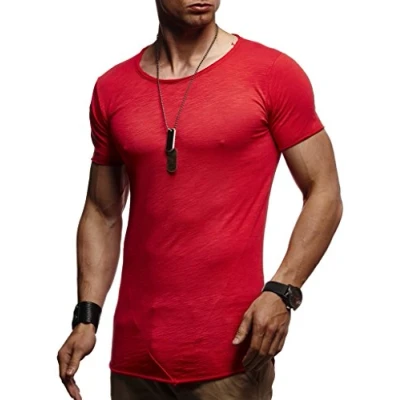 Afbeelding van Leif Nelson Heren T shirt, top, sweater, ronde hals, korte mouwen, vintage, LN6281, Rood, XXL