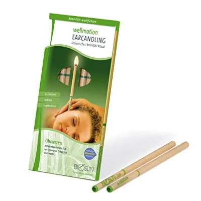 Afbeelding van BIOSun wellmotion oorkaarsen/oorkaarsen met veiligheidsfilter. Verkwikkende geur van citroengras, eucalyptus en limoen. 10 Stuk (5 Paar)
