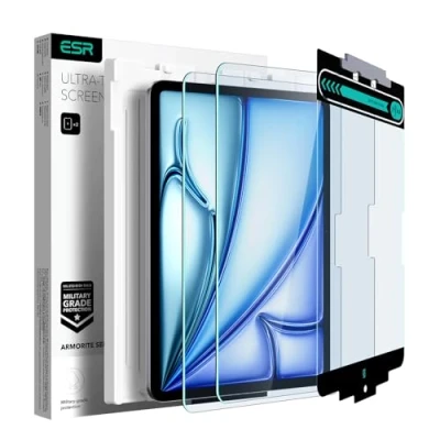 Afbeelding van ESR 2 stuks displaybeschermfolie voor iPad Air 11 inch M2 2024, gehard glas, met opstelhulp, militaire bescherming, krasbestendig, HD helderheid, serie Armorite,