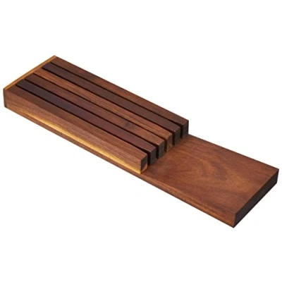 Afbeelding van Continenta messenblok voor lade van acacia kernhout, messenhouder in elegante kwaliteit, laden 5 messen, afmetingen: 39 x 11 3,5 cm