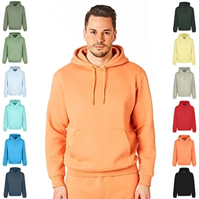 Afbeelding van RIPT Essentials RCSWT763 Heren Hooded Soft Touch Loungewear Hoodie Sweatshirt Top, Oranje, M