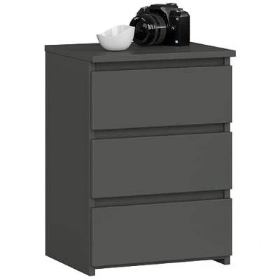 Afbeelding van AKORD Nachtkastje CL 3 met laden voor de woonkamer slaapkamer kast kantoor werkkamer modern functioneel design B40 x H57 D35 cm, gewicht 26 kg grafietgrijs