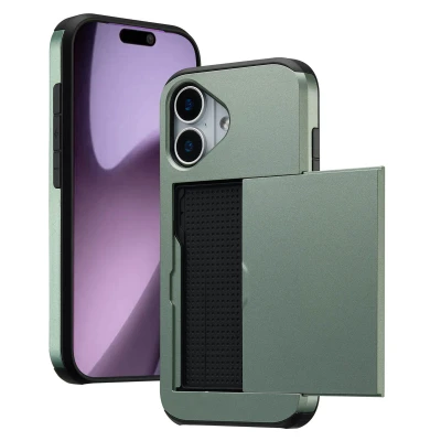 Afbeelding van Apple iPhone 17 Hoesje Met pashouder Kunststof imoshion Hardcase/Backcover Groen Telefoonhoesje